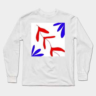 red blue flowers abstract background Long Sleeve T-Shirt